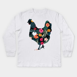 Adore Flower Chickens Kids Long Sleeve T-Shirt